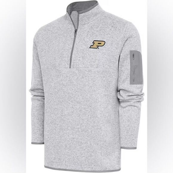 ANTIGUA PURDUE BOILERMAKERS MENS GREY FORTUNE LONG SLEEVE 1/4 ZIP PULLOVER - Picture 1 of 12